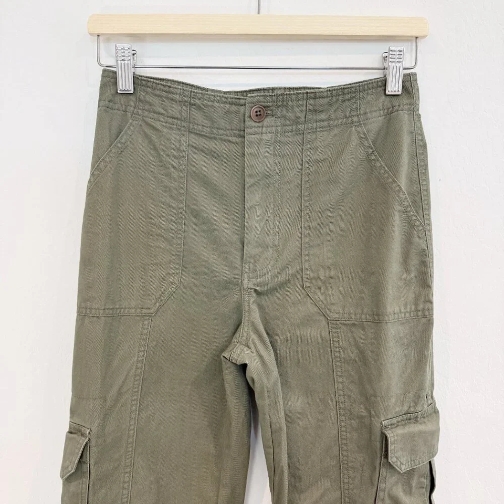 Abercrombie Relaxed Cargo Pants Wide Leg Baggy Grunge High Rise Olive Green 25 - Picture 5 of 11